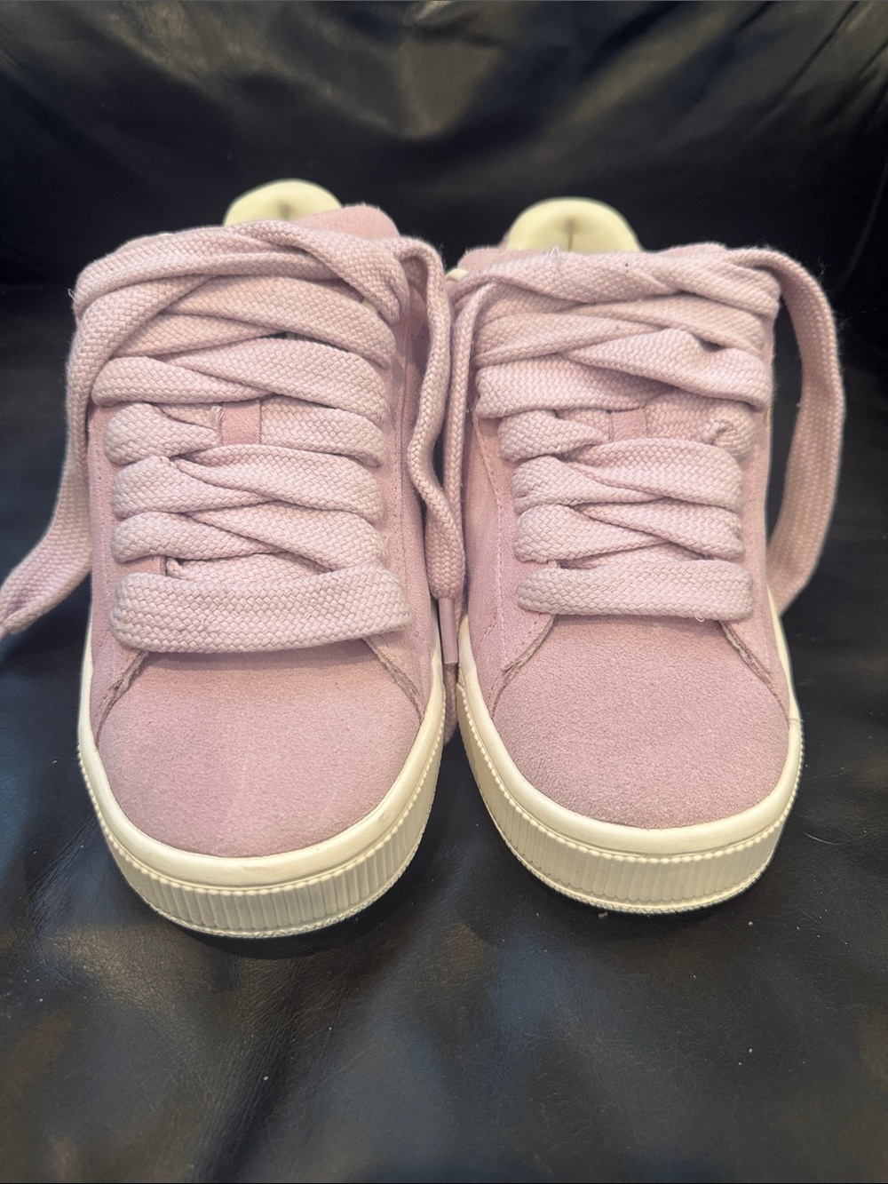 Puma Kids Suede Lace-Up Sneakers in Light Mauve